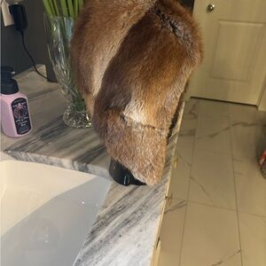 Vintage 1960s mod space age, genuine, muskrat fur hat, small extra small